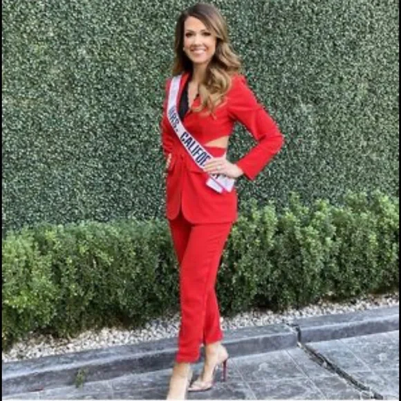 Custom Red cut out pant suit - Picture 1 of 5